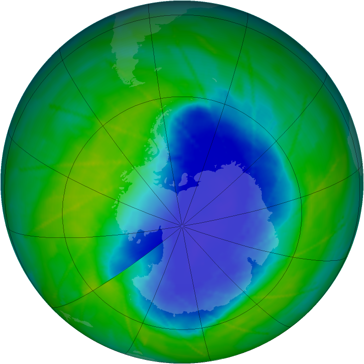 Antarctic ozone map for 23 November 2010